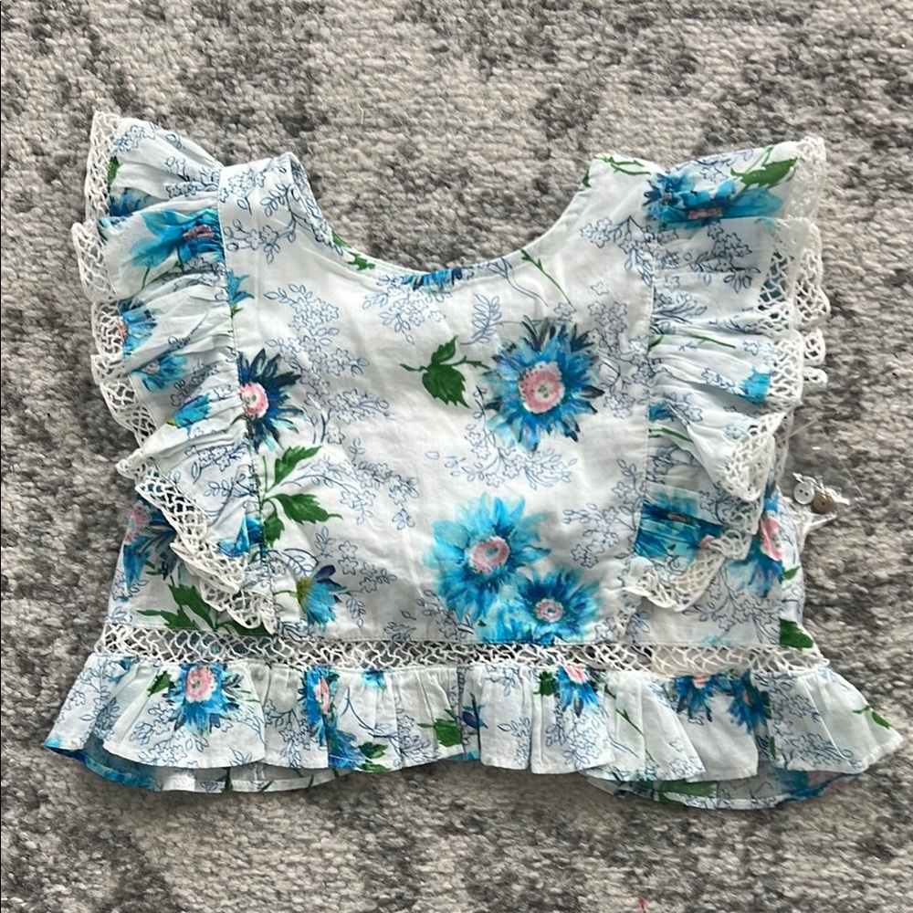 LoveShackFancy Rosemary Ruffle Top Blueberry Cloud Size 2-3 Y